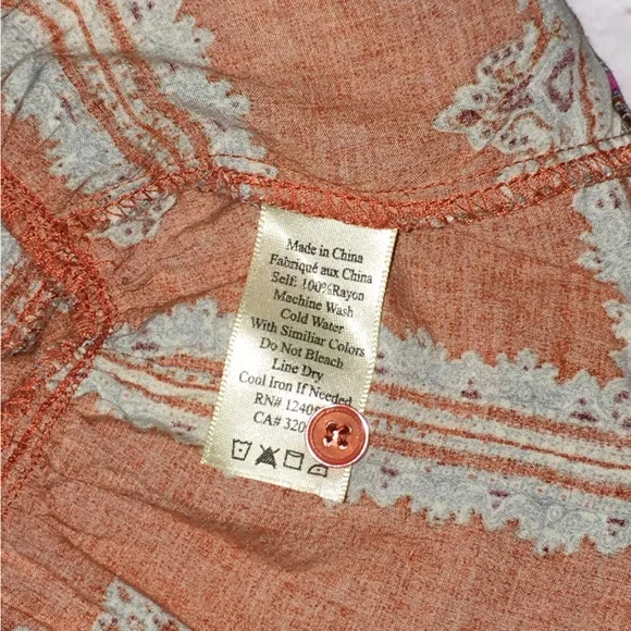 Anthropologie PORRIDGE Isabel Orange Paisley Tie Waist Mini Dress Women’s Medium - Picture 13 of 15